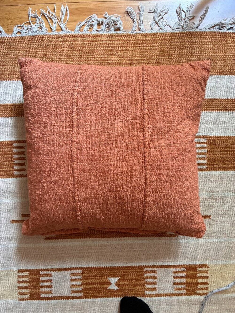 Coral Woven soft throw Pillow Cost Plus World Market boho summer vibes southwest